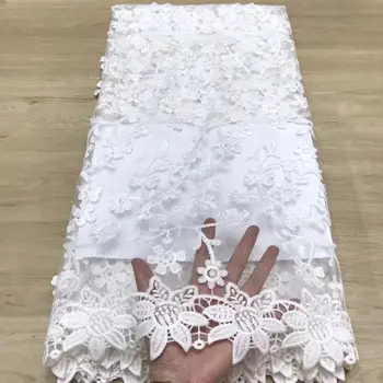 

2020 high quality French Nigerian sequins net lace,African tulle mesh sequence lace fabric for party dress 5yards/lot white
