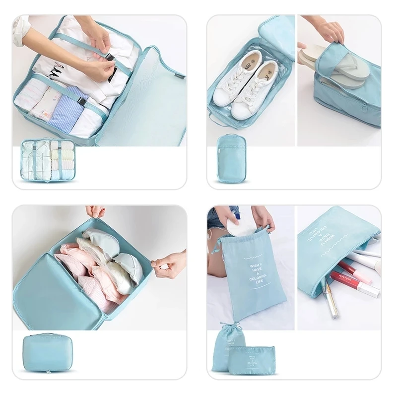 Storage Bag Travel Bags 8pcs Set Travel Organizer Storage Bags Suitcase Luggage Organizer Clothes Shoe Tidy Pouch Bag Portable Packing Set Storage Cases