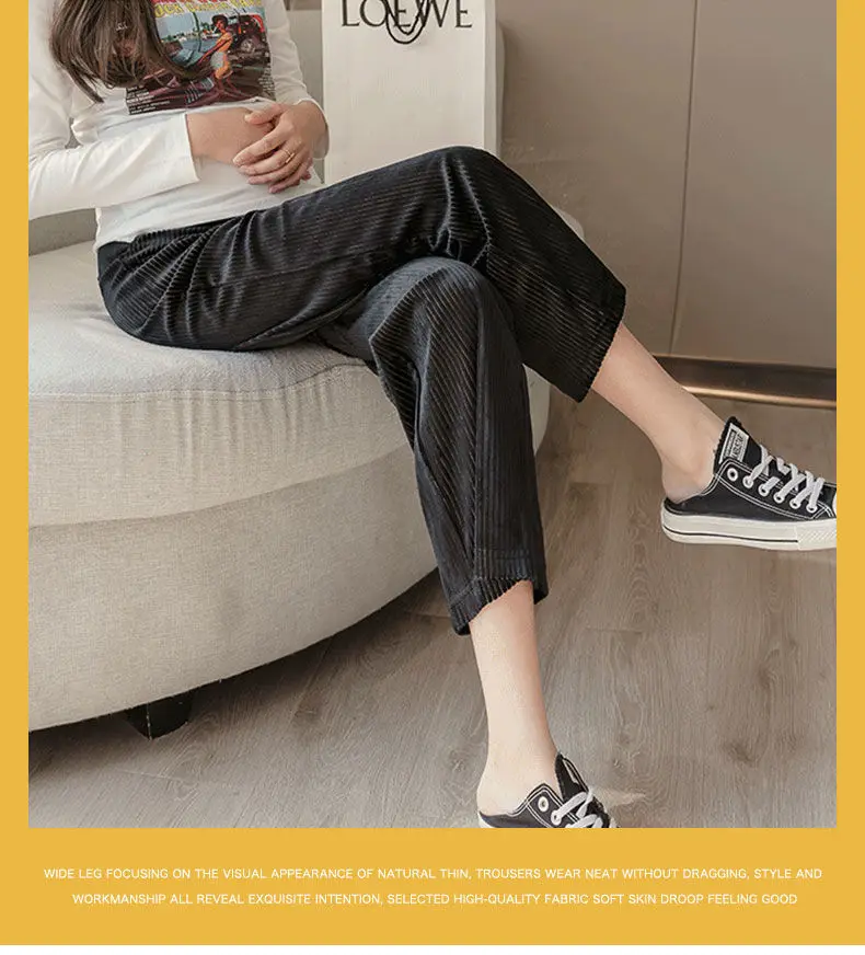 Pregnancy Abdominal Corduroy Pants Boyfriend Trousers Maternity Pants For Pregnant Women Clothes High Waist Trousers Loose Pants