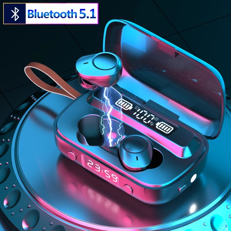 Bluetooth 5 1 Earphone Touch Control TWS Wireless Headphons HiFi IPX7 Waterproof Earbuds Headset with LED Display Charging Box
