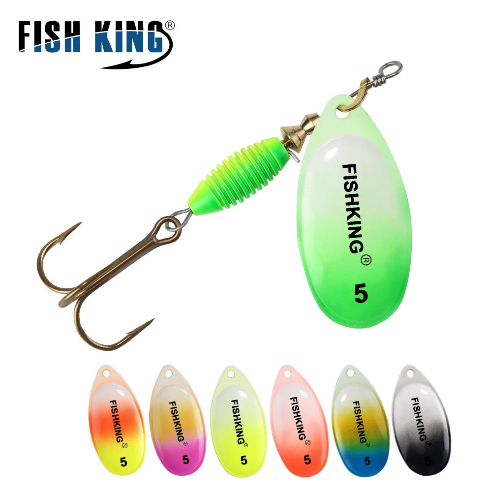 

FISH KING Fishing Lure Spinner bait 4g 4.8g 7g 10g 14g Spoon Lures With Treble Hooks Peche Jig Anzuelos isca Pesca