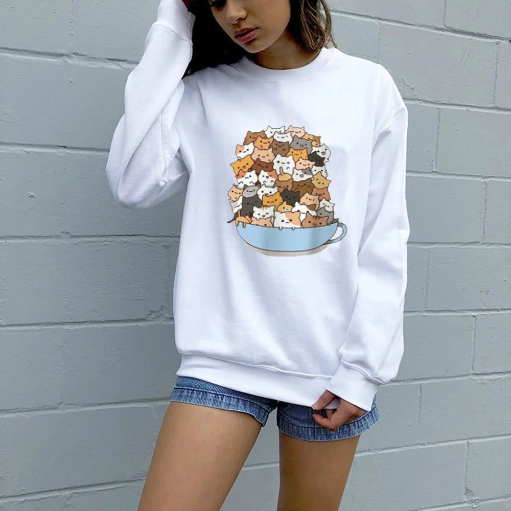 Kawaii Pusheen Cat Harajuku забавные мультяшные толстовки женские милые корейские стильные