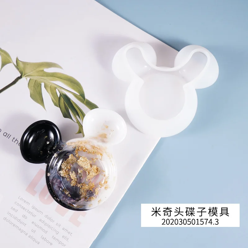 

DIY Crystal Epoxy Mold Mickey Head Dish Mirror Silicone Mold Storage Pendulum Decoration Dish Home ornaments