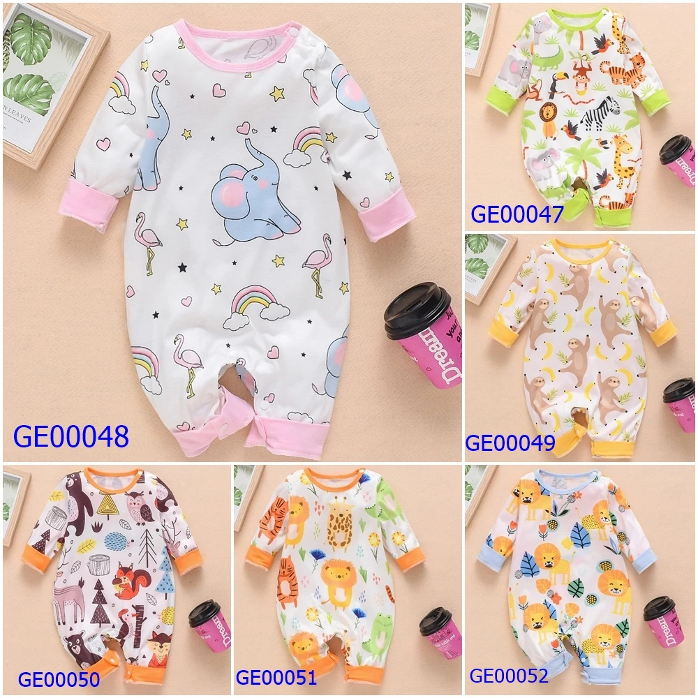 NEW Newborn Baby Clothes Boys Girls Rompers Floral Rabit Dinosaur Printed Long Sleeve Cotton Kid Jumpsuit Playsuit Outfits 0-24M