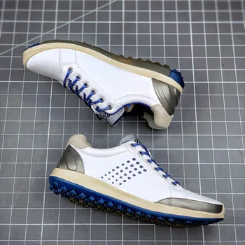 

Men Leather Golf Shoes Light Weight Walking Sneakers White Anti Slip Golf Sneakers Male Size 39-44 Comfortable Mens Sneakers