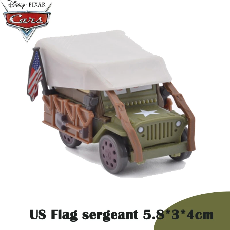 Disney Pixar Cars Sarge Американский WW2 джип военные транспортные средства ambods Merchant Miles литая под давлением игрушка модель игрушки для детей - Цвет: US Flag sergeant