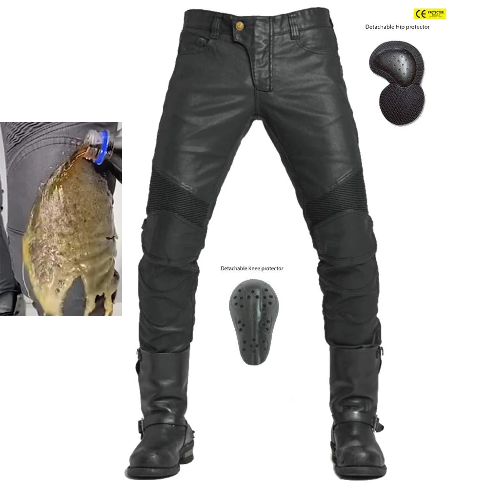 

Upgrade Coated Waterproof Motorcycle Riding Denim Jeans Locomotive Cycling Motocross Racing Drop-proof Pants With CE Armor Pads