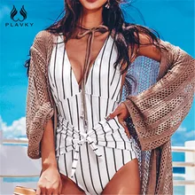 Сексуальный женский купальник в полоску XXL большого размера плюс, Женский цельный купальник, женский купальник с завязками спереди и высокой талией, купальный костюм, монокини