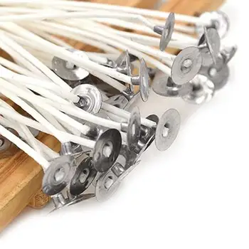 

30Pcs Candle Wicks White Cotton Core Waxed Wicks with Sustainer for DIY Art Candles Pre-Waxed Wicks Accessories Candle Making