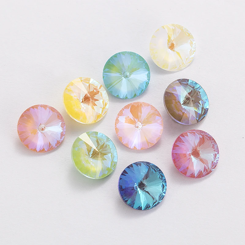 

PIPATIAN Mocha Fluorescent Rivoli Crystal Loose Fancy Rhinestones K9 Glass Strass Crystal Glue on Clothing Crafts Jewelry Beads