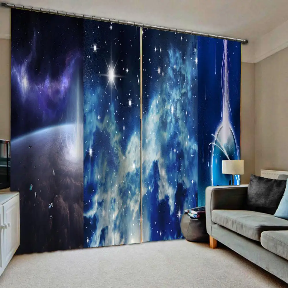 

Custom any size High quality custom 3d curtain fabric blue sky star curtains blackout curtain