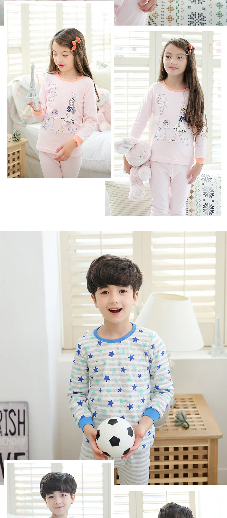 NANJIREN Kids Pajamas Girls Boys 100% Cotton Striped Sleepwear Nightwear Set Baby Clothes 4~18T Pajama Sets Children's Pajamas