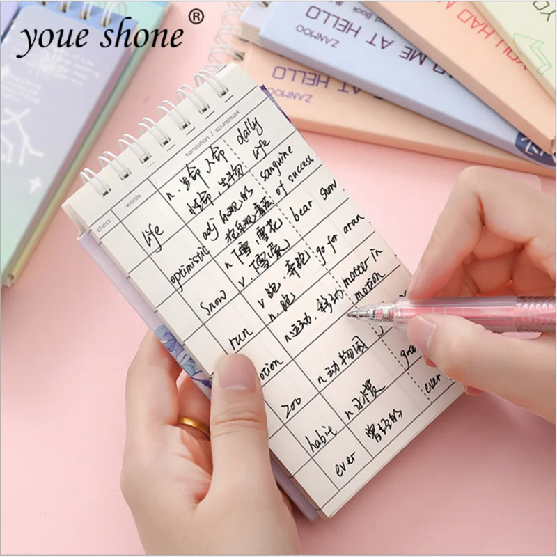 

1PCS English Words Notebook Colorful Flowers Notepad Can Cover Notebook Stationery Student Learning Supplies School Office Gifts