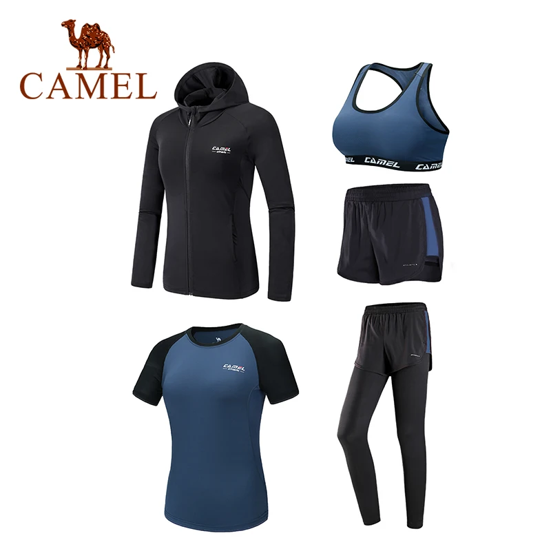 CAMEL, спортивные костюмы, спортивный костюм, 5 шт., для женщин, зимние, для бега, быстросохнущие, с длинным рукавом, для фитнеса, тенниса, юбки, леггинсы, для тренировок - Цвет: 107 Blue 5pcs