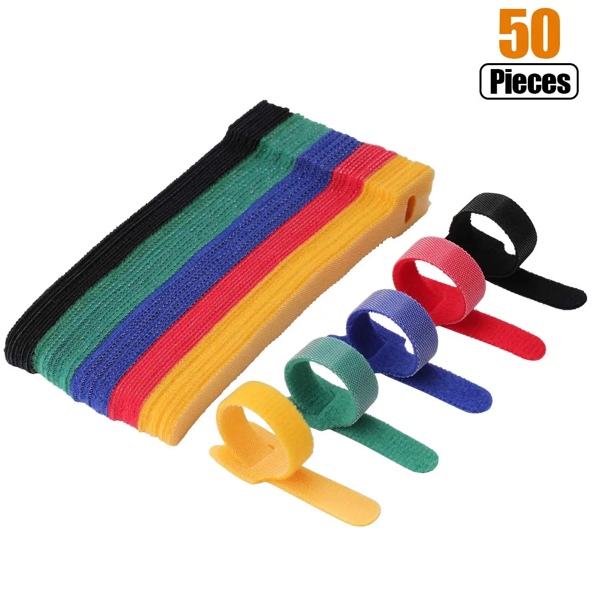 Fecho de Cabo de Velcro tipo t 50 Peças 12*200 mm Reutilizável Organizador de Fio Cabos de Dados de Computador Colorido Correias de Gravata de Cabo de Alimentação