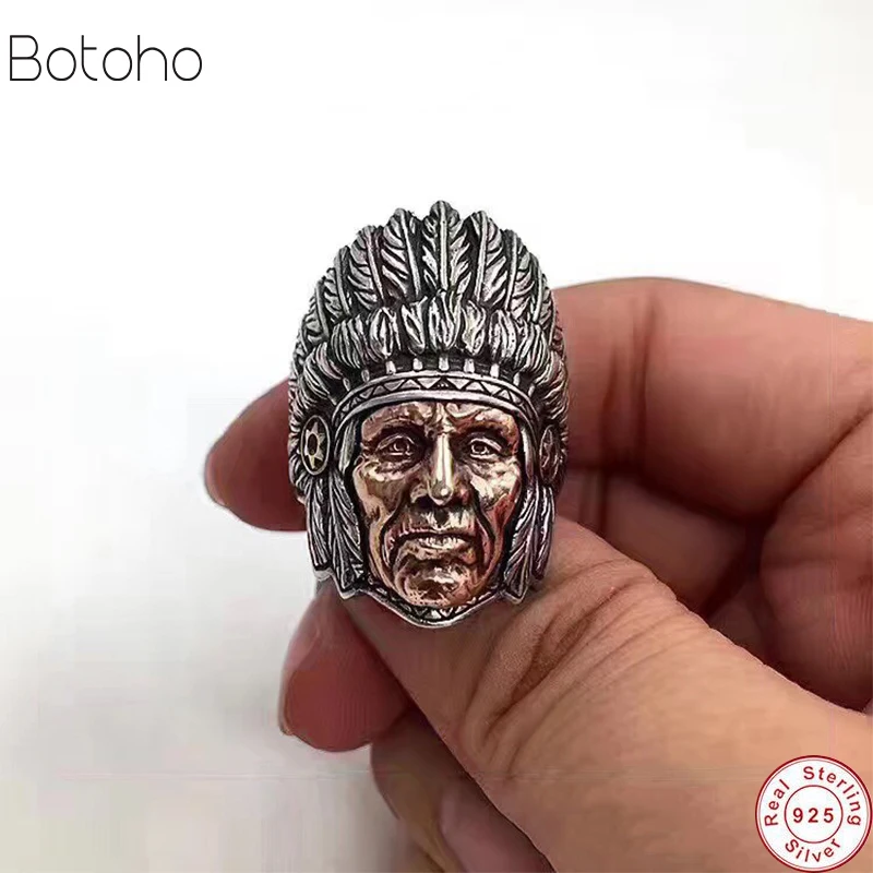 S925 Серебряное кольцо Фараон панк натуральный красный камень Новая мода