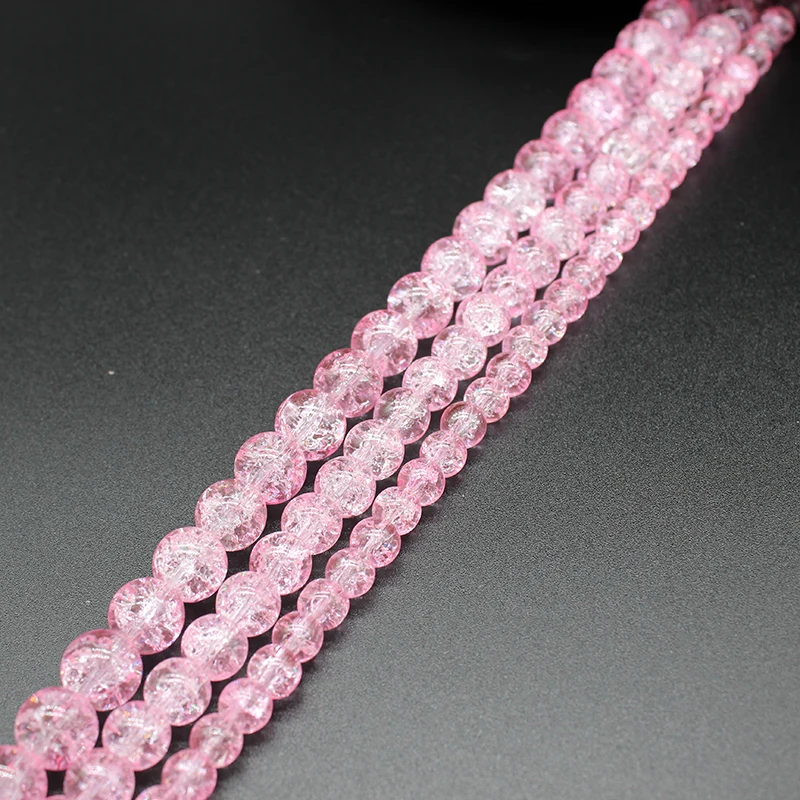 

Pink Cracked Quartz Beads For Jewerly Making Crystal Natural Stone Round Beads 8 10 12mm Diy Bracelet Wholesale Perles 15''