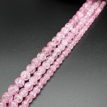 

Pink Cracked Quartz Beads For Jewerly Making Crystal Natural Stone Round Beads 8 10 12mm Diy Bracelet Wholesale Perles 15''