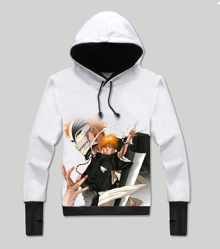 Зимние мужские толстовки BLEACH пуловер аниме Kurosaki Ichigo хип-хоп толстовки мужские пуловеры пальто