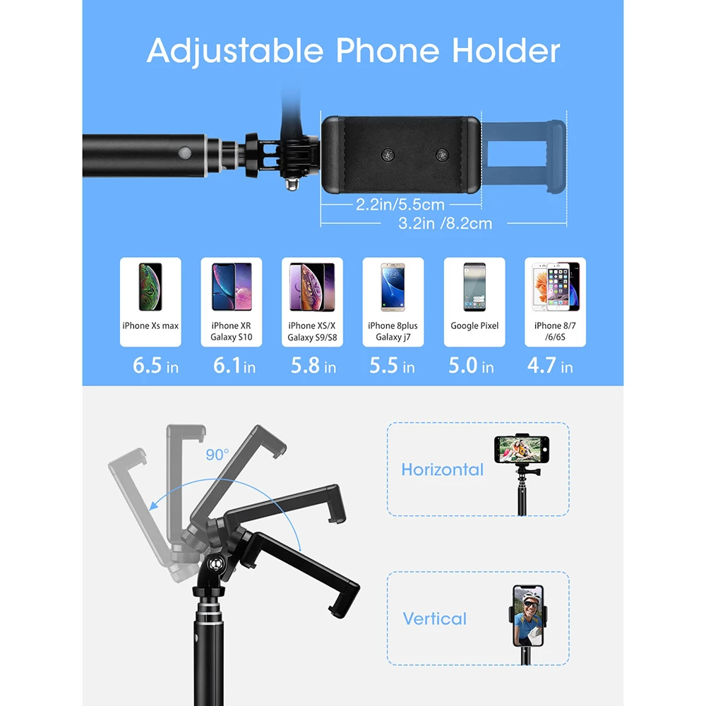 Mpow 074 Bluetooth селфи палка Выдвижная селфи палка штатив со встроенным GoPro разъемом съемный штатив подставка для телефона Селфи
