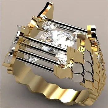 

Luxury Irregular Shape Gold Crystal Ring Unique Gold Ring Hip Hop Punk Motorcycle Party Ring Valentine's Day Birthday Gift