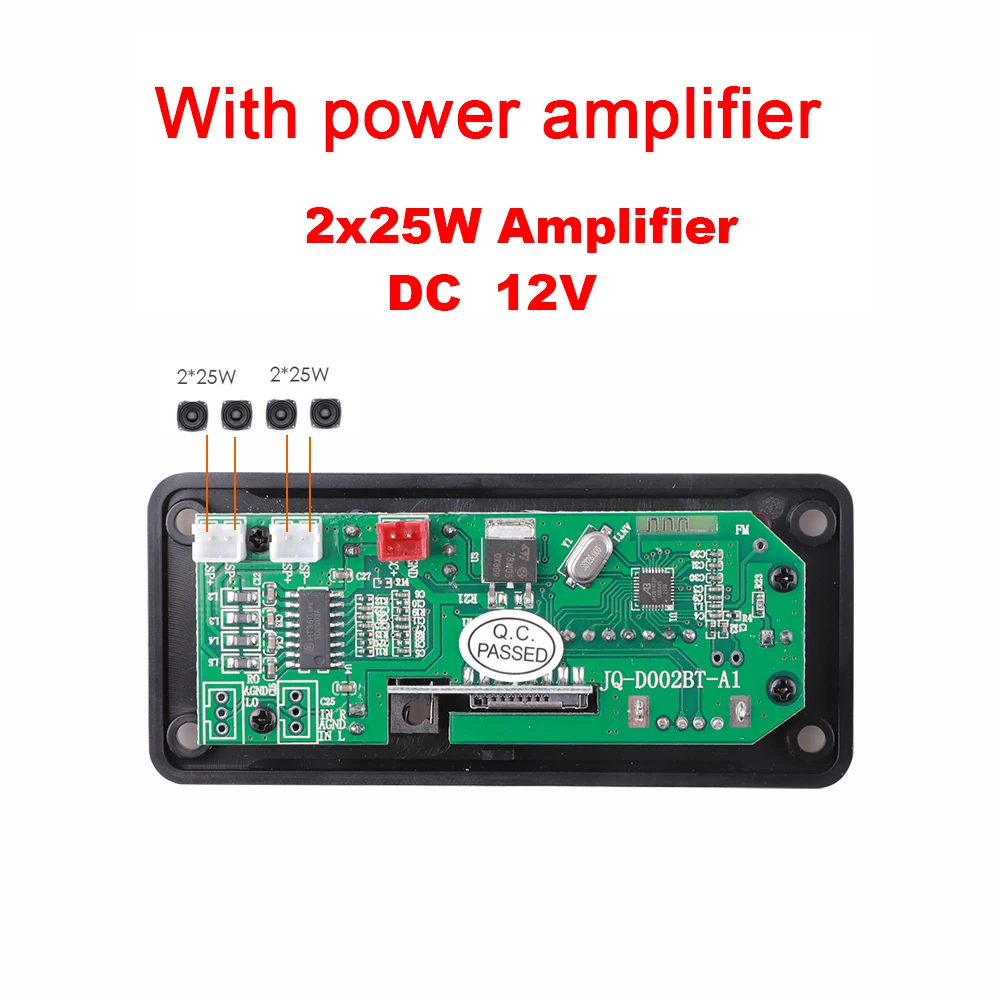 12V 50W Amplifier MP3 Decoder Board Bluetooth 5.0 Wireless Audio Module Big Color Screen Call Recording TF FM Radio For Car mp3player juice