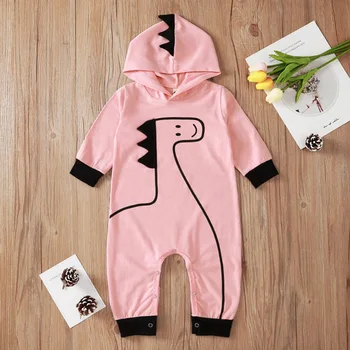 

2020 Winter Style Infant Newborn Baby Romper Cotton Long Sleeve Print Dinosaur Hooded Cute Jumpsuits Babys Clothes Outfits 0-24M