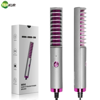 

Hair Straightener Brush Anti-Scald Electric Comb 30s Fast Heating Curly and Straight Hair Perfect for Professional Salon at Home