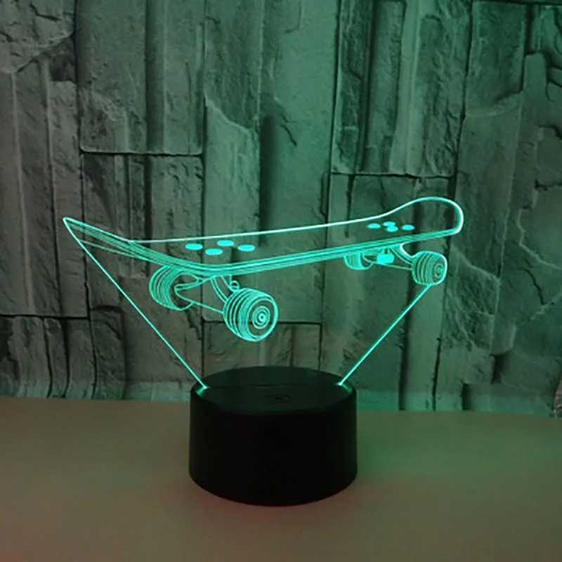 7 цветов, меняющий Usb, 3D Led Настольная лампа для скейтборда, ночник для спальни, Ночной светильник, прикроватный декор, Детский Светильник для сна, ings