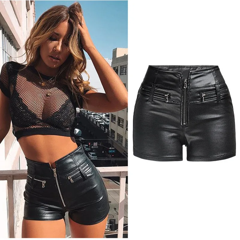 Summer Women High Waisted PU Leather 