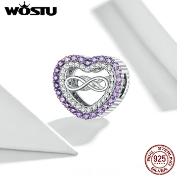 

WOSTU Infinity Symbol Metal Beads for Women Jewelry Making 925 Sterling Plated platinum Silver Charm for Bracelet Bangle BNC355