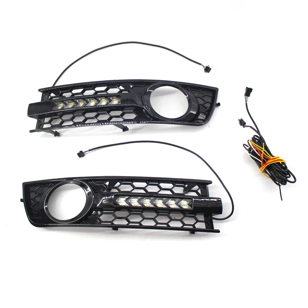 

Car Turn Signal Fog Light DRL Cover Bumper Grille For Audi A4 B6 Sedan 2001 2002 2003 2004 2005 Matte Black