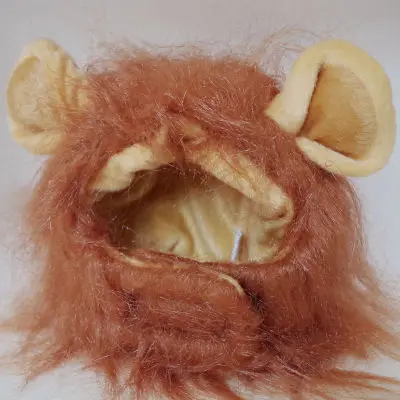 1 шт питомец кошка парик для собак эмуляция львиные волосы грива уши головной убор осень зима наряжаться в костюм глушитель шарф - Цвет: Dark brown