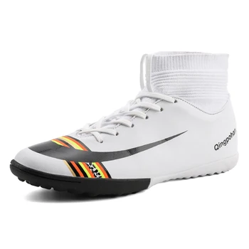 

Unisex Football Sock Shoes Men High Top Turf Male Football Shoes Comfortable Soccer Shoes Intdoor TF Spike Trainers Male