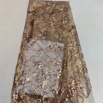 

New Arrival African Lace Fabric High Quality African French Tulle Net Lace Fabric With Sequins For African Party Dress 3064b