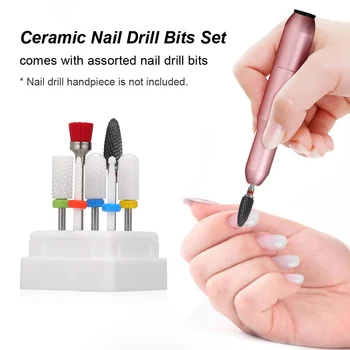 

7pcs Ceramic Nail Drill Bits Set Pedicure & Manicure Drill Bits Kit Assorted Replacement Drill Bits for Electric Nail Drill