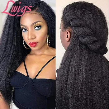 

Cheap Yaki Straight Lace Closure Human Hair Wigs Pre Plucked 4X4 Kinky Straight Lace Front Wigs Bleach Knots For Black Women