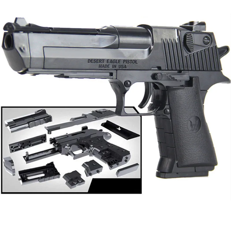 

Police SWAT DIY Toy Gun Desert Eagle LegoINGLs Model Building Blocks Weapon Assembly Brain Game Can Fire Bullets Toys for Boys