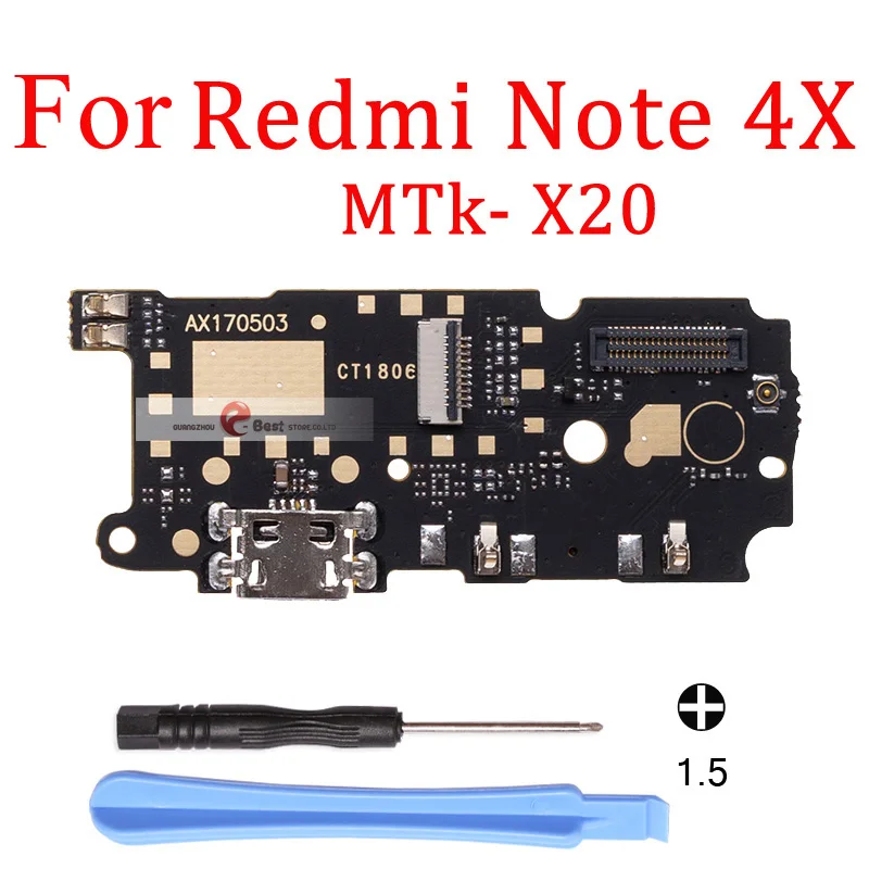 1 шт. для Xiaomi Redmi note 4 4 Pro 4A/Redmi note 4X usb-порт для зарядки док-разъем плата для зарядки гибкий кабель - Цвет: For Note 4 mtk x20