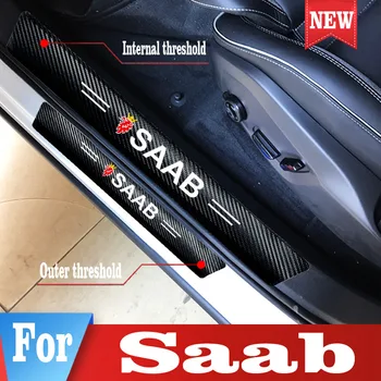 

4PCS/Set PU leather Protector Auto Door Threshold Plate Stickers For Saab Car Door Sill Guards Cover Decor Accessories