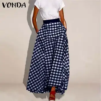 

Summer Women'Pants Vintage Plaid Printed Pants Office Ladies Trousers VONDA Female Casual Bottoms Plus Size S-5XL