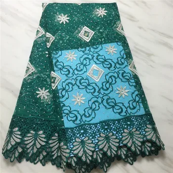 

Emerald green 2020 new African Lace Fabric 5 yard High Quality guipure lace Water Soluble Nigerian lace fabric for party HX11238