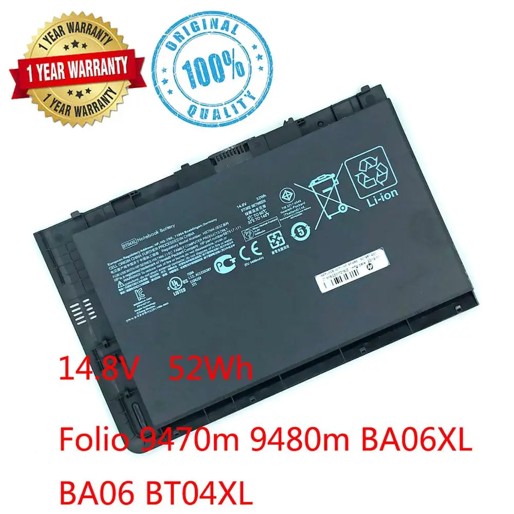 14 8 V 52Wh BT04XL Батарея для HP EliteBook Фолио 9470 м 9480 HSTNN-IB3Z HSTNN-DB3Z HSTNN-I10C BA06 687517-1C1 687945-001