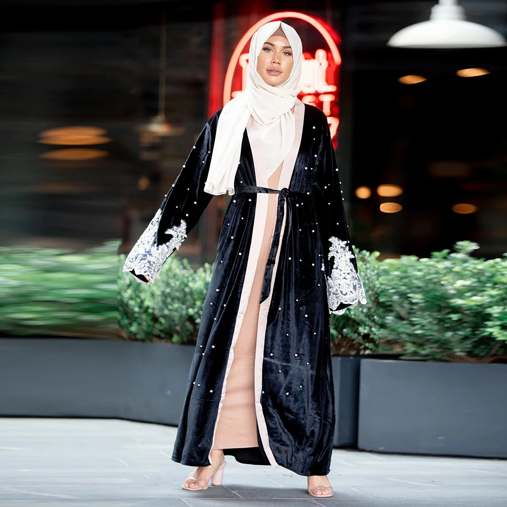 

Winter Velvet Abaya Dubai Kimono Cardigan Hijab Muslim Dress Abayas For Women Turkish Islam Clothing Kaftan Caftan Robe Femme