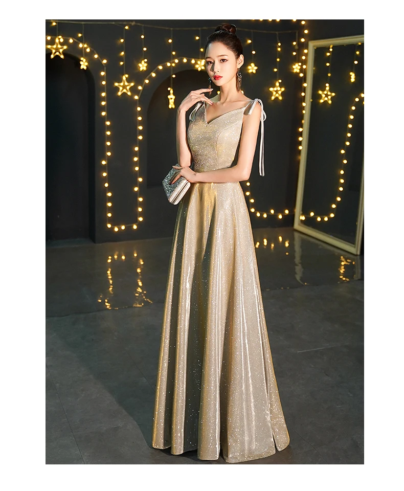 Robe De Soiree торжественное платье длинное для женщин Элегантный Спагетти ремень блестящая ткань новейший дизайн Вечеринка платья ES2780-1