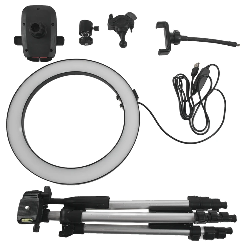 Tripod Phone Holder Clip With Led Ring Light Camera Photography Annular