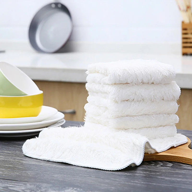 

Rag Thickened Water Absorption No Shed Hair Wash Bowl Clean Artifact Scouring Pad Double Layer Fabric Kitchen Supplies Simple