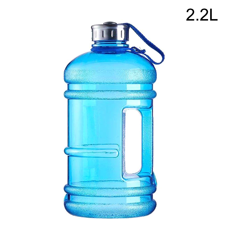 Наружная бутылка для воды, портативная пластиковая большая емкость, бутылка для воды, чайник с ручкой для пеших прогулок, FOU99 - Цвет: 2.2L blue