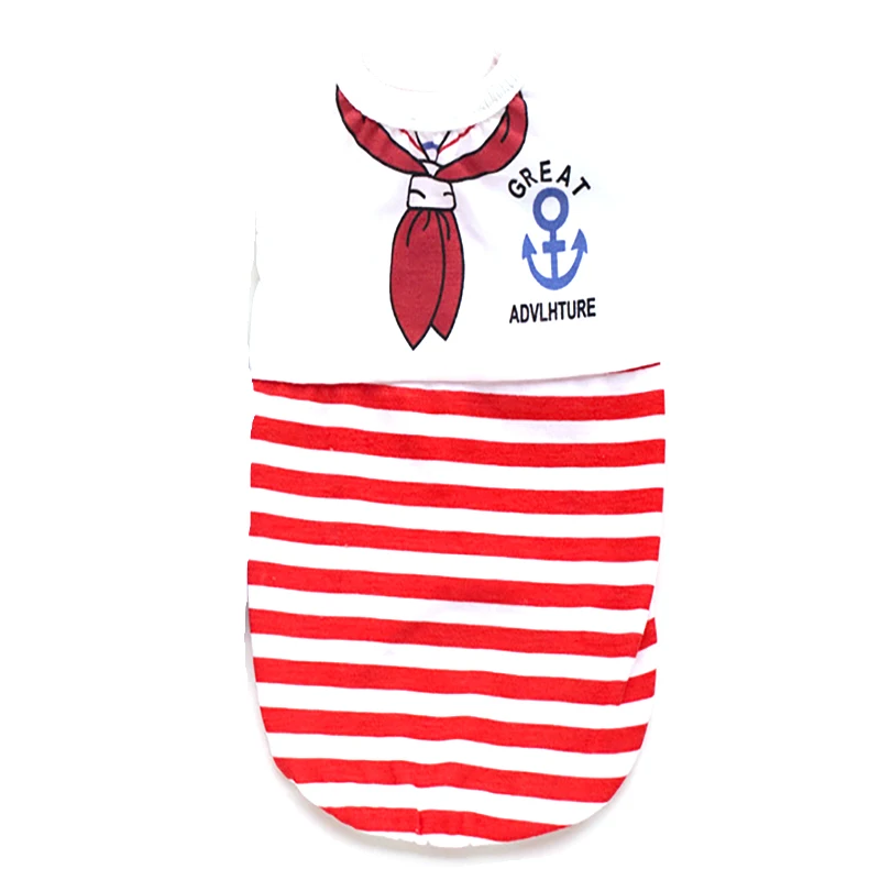Pet Dog Sailor Striated Vest Little Medium Dogs Cat Spring Summer Clothes Cats Puppy Kitten Vests Pets Clothing Pets Supplies