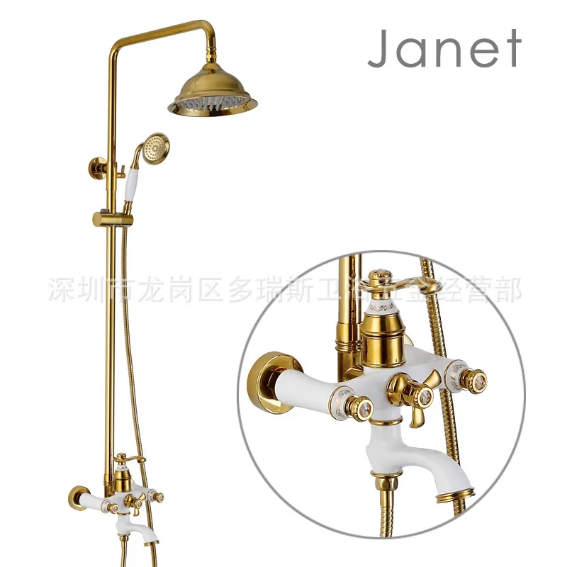 

manufacturer direct European copper big shower white shower set all three functions of cold and hot shower faucet valve